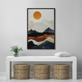 thumbnail image 3 of PixonSign Framed Canvas Print Wall Art Orange Sun Mountain Range Gradient Landscape Nature Wilderness Illustrations Decorative Bohemian Multicolor Mid-Century Modern - 16"x24" Black, 3 of 5