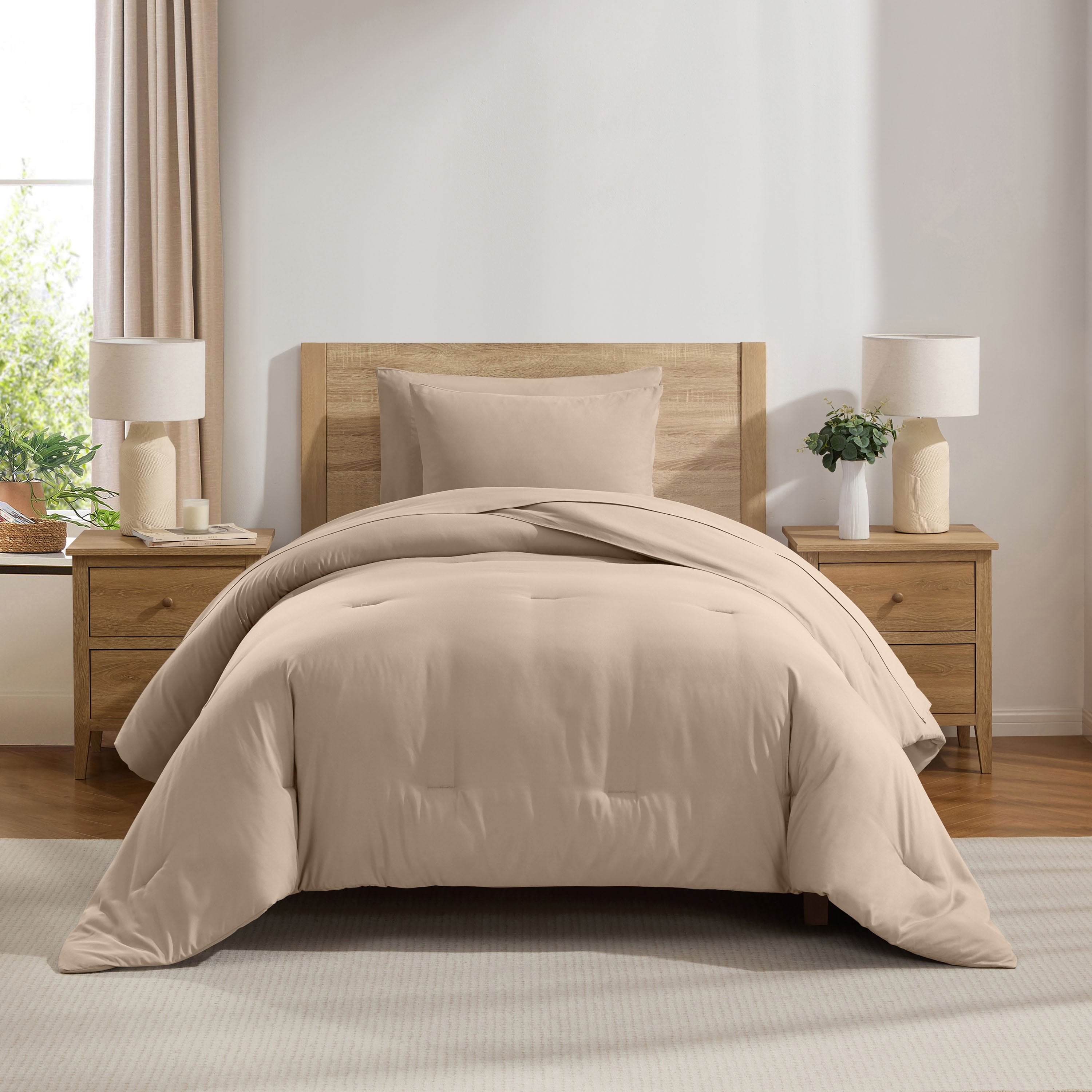 LammaLoe Twin Comforter Sets, 5 Piece Bed in a Bag, Ultra Soft Bedding Comforter Set with Sheets, All Season Bed Set, Dune Sand