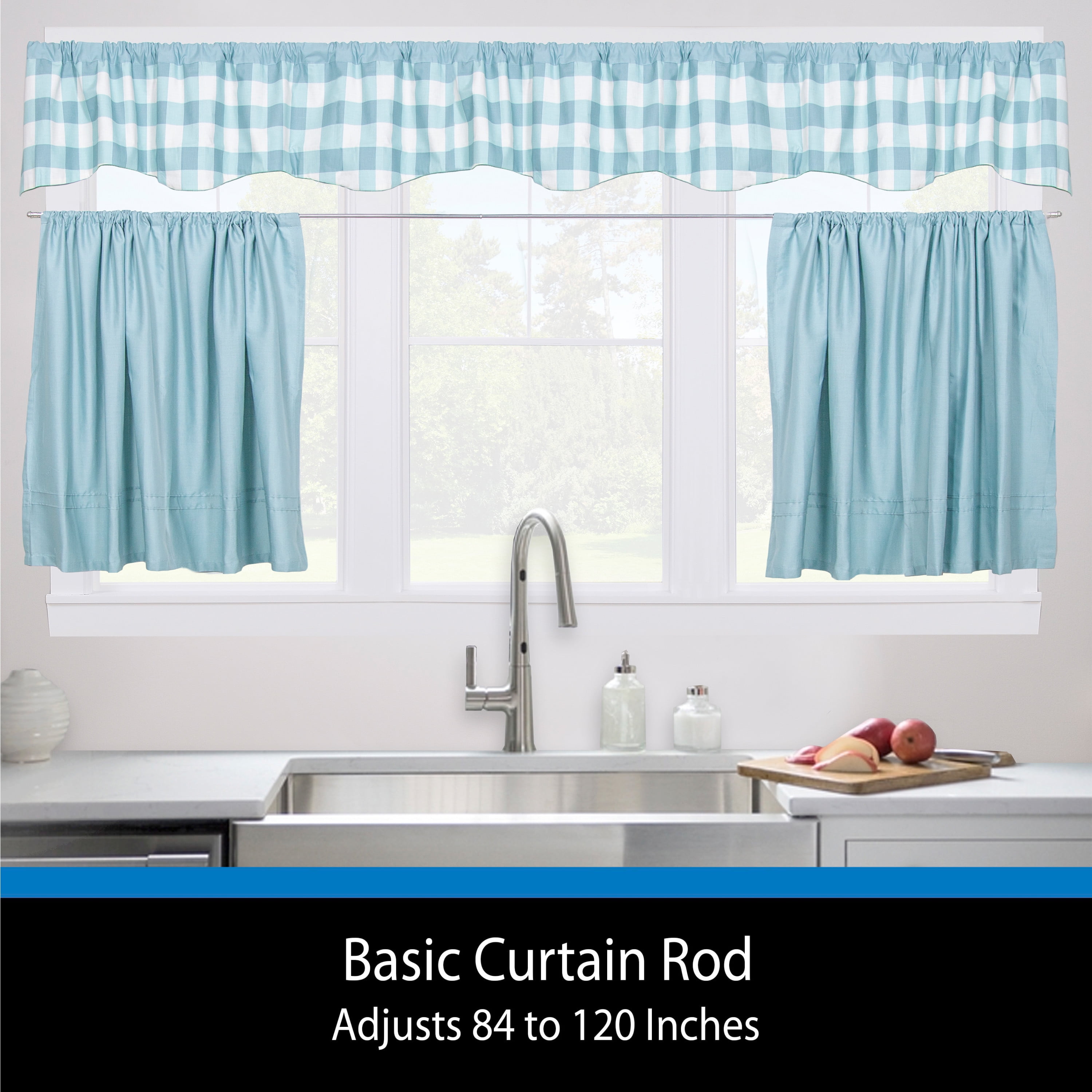 Mainstays 2" Basic Metal Wrap Around Adjustable Curtain Rod, 84-120" Adjustable Length, White Finish