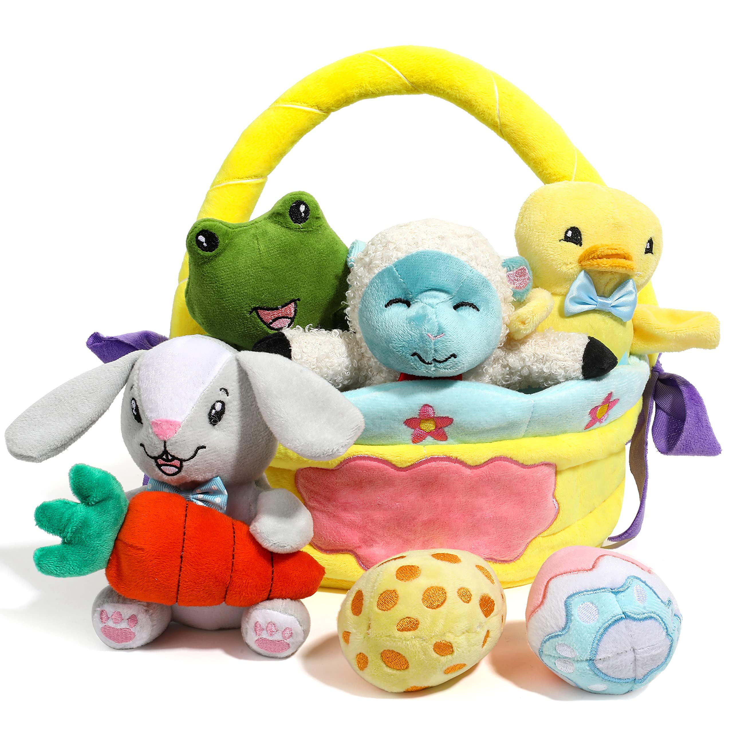 Joyfy 8 Pcs Easter Basket Plushies for Kids,Easter Basket Stuffers Fillers,Plush Bunnies Stuffed Animals,Easter Toys for Kids Children Birthday Gifts,Party Favors Decor