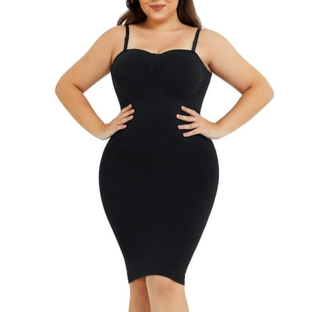 

Eleady Women Shapewear Slip Tummy Control Slips Seamless Underskirts Under Dresses Strapless Body Shapewear (Black Medium/Large)