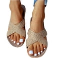 thumbnail image 2 of Sandalias planas recortadas de lino tejidas trenzadas informales de verano a la moda para mujer Wmkox8yii  hj789, 2 of 6