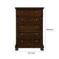 thumbnail image 5 of Benjara Fray 58 Inch 5 Drawer Classic Tall Dresser Chest, Brown Wood, Bun Feet, 5 of 5