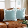 thumbnail image 6 of Throw Pillow Covers 24x24 Inch, Aqua Geometric Decorative Pillow Cases for Couch Sofa Bed, Modern Abstract Art Plaid Gingham Cotton Linen Square Home Decor Pillowcases with Hidden Zipper, 6 of 9