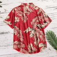 thumbnail image 3 of Camisas Hombre Vestir Manga Beach Hawaii Casual Blouse Imprime la blusa de Button Men's Top Fashion Imprime la blusa de Short Men (Red, S), 3 of 7