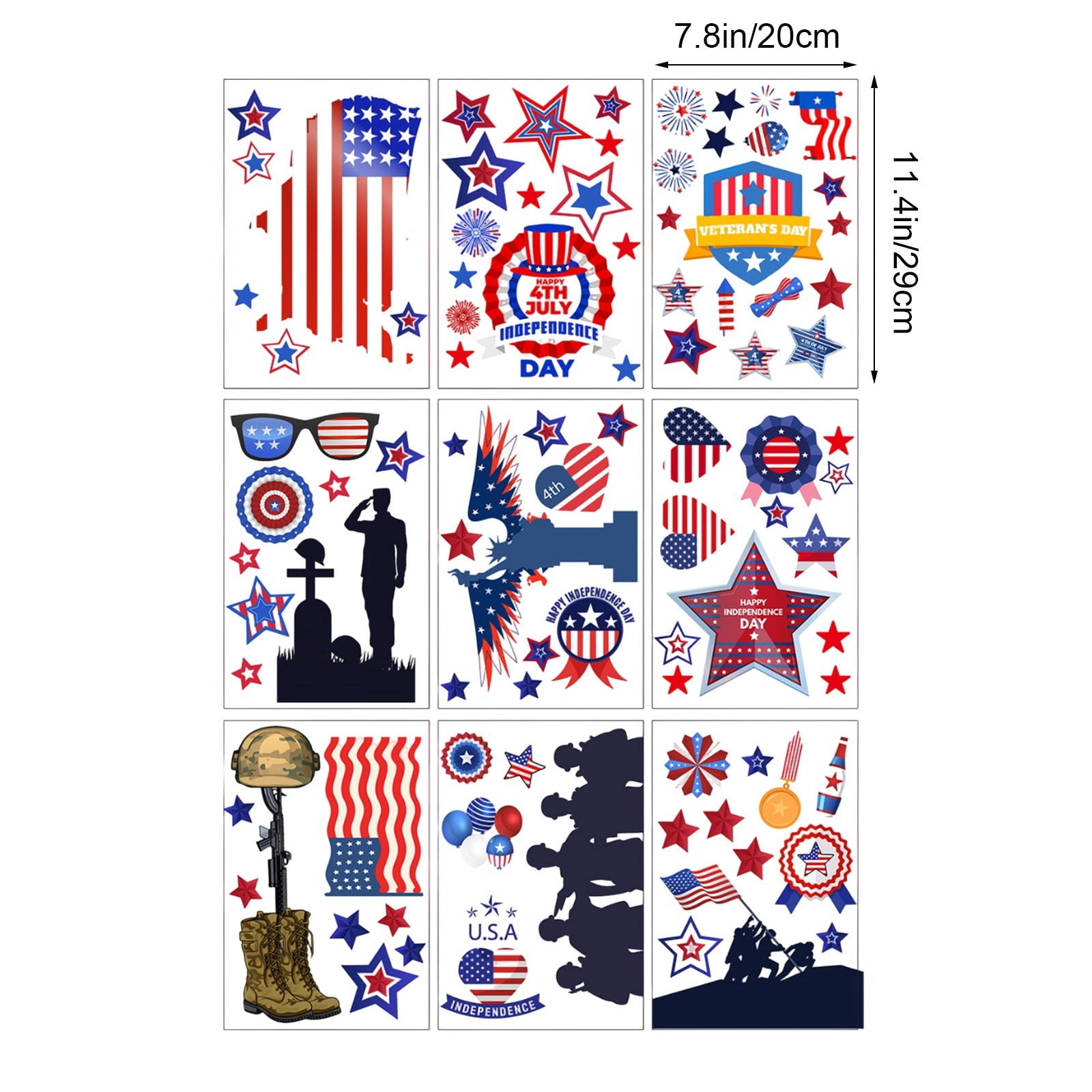 Seyotauo 4th Of July Window Stickers Removable Independence Day Decor USA Themed Star Stripe Flag Glass Holiday Vinyl for Patriotic Party Home Office Outdoor