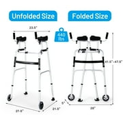 Costway Folding Aluminum Alloy Wheel Walking Frame Adjustable Walker with Armrest Support Silver