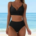 thumbnail image 2 of TOWED22 Women's High Waisted Bikini Sets Two Piece Swimsuit Tummy Control Bathing Suit V Neck Swimwear Swim Suit（Black,XXL）, 2 of 7