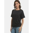 thumbnail image 5 of Womens Casual T Shirts Dolman Short Sleeve Shirts Boat Neck Ruched Tops Summer Lightweight Clothes, 5 of 6