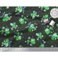 thumbnail image 2 of Soimoi Tissu en Poly Georgette Vert Imprimé Feuilles & Fleurs 1 Yard 52 Pouces de Large, 2 of 3