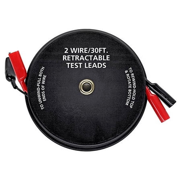 2 Wire 30' Retractable Test Leads (18 Gauge)