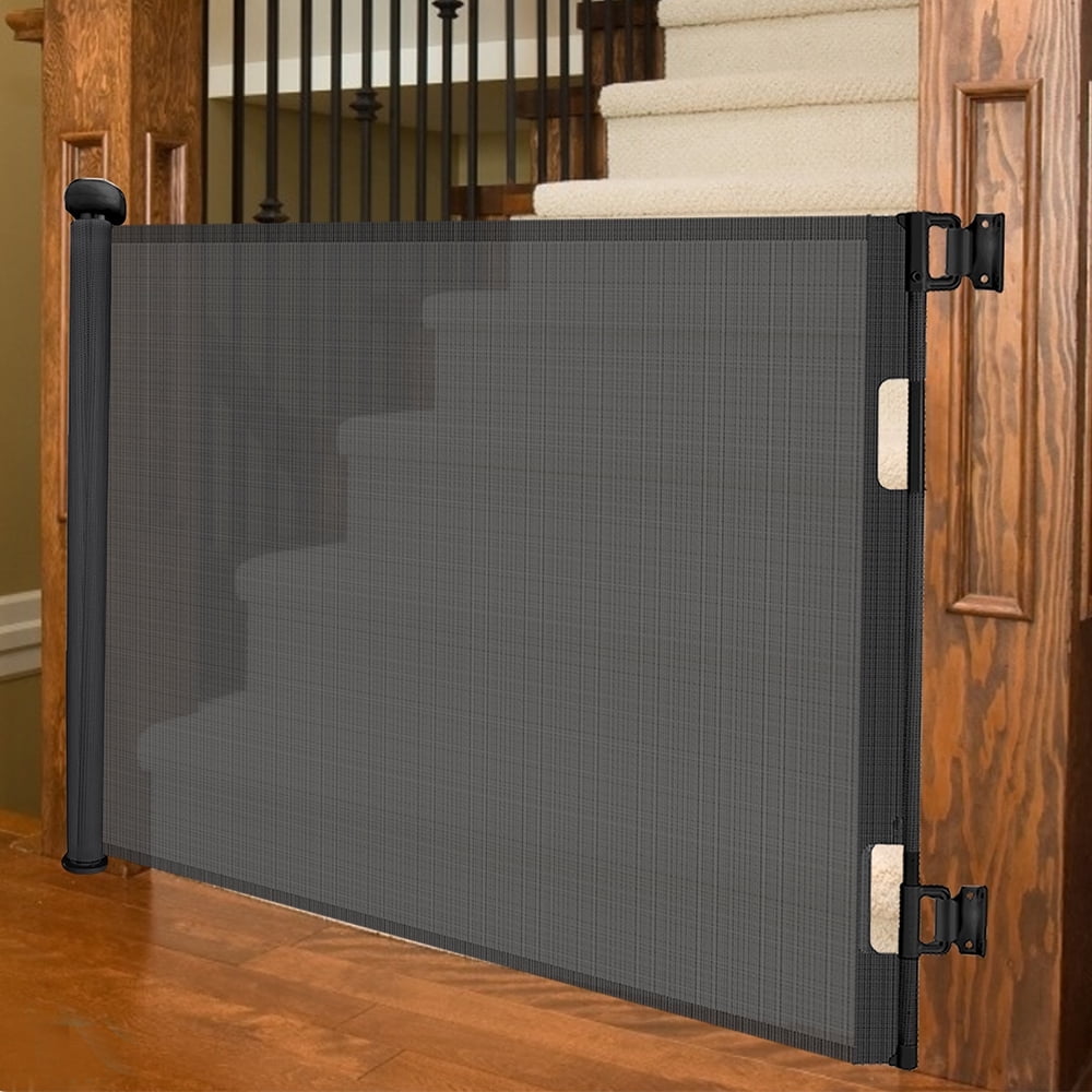 stusgo Retractable Baby Gate 33"x55"（1.4m）- Retractable Dog Gate (Black)