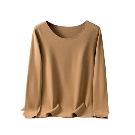 

Autumn Winter Double-Sided Velvet Thermal Underwear Bottoming Shirt German Velvet Round Neck Warm Bottoming Shirt Women S Slim Elastic Underwear