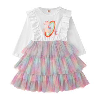 Btween Toddler Girls Christmas Unicorn Long Sleeve Tulle Tutu Dress ...