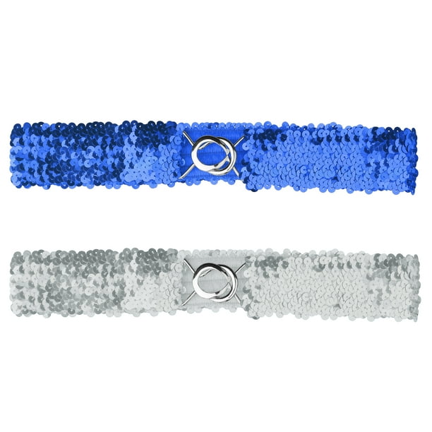 Cinturones elásticos ajustados con purpurina para mujer, cinturones elásticos con decoración de lentejuelas para vestidos Azul real 64cm/25.19