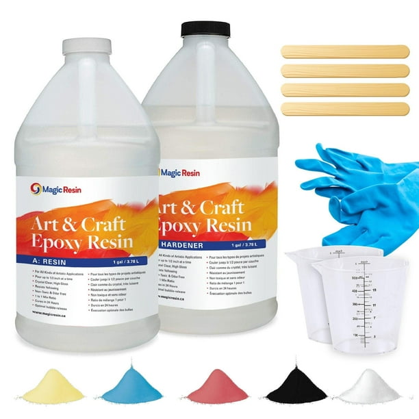 Magic Resin 2 Gal (7,6 L) Kit de résine époxy Art & Craft, Faible teneur  en COV et faible odeur