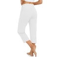 thumbnail image 5 of Huankd Capri Pants For Women Wide Leg Yoga Pants Plus Size Petite Pants High Waisted Dress Pants Loose Dressy Casual Cropped Pants Stretchy Summer Tummy Control Leggings With Pocket White S, 5 of 5
