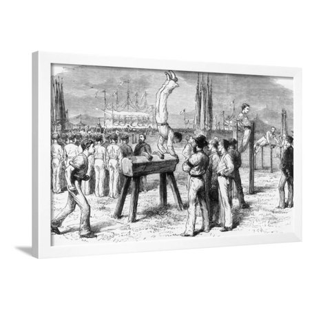 Sketch Of Man Performing On Pommel Horse Framed Print Wall Art