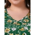 thumbnail image 5 of DARING DIVA Women's Plus Floral Ruffle 3/4 Sleeve Peplum Top 2X Green, 5 of 7