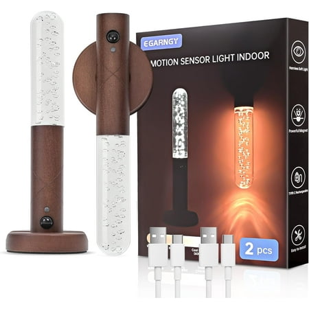 

Motion Sensor Night Lights Indoor Rechargeable Wall Sconce Set Of 2 Magnetic Wall Lights Battery Operated With Acrylic Bubble Crystal Adhesive Wall Light For Hallway Stairs Bedroom Toilet