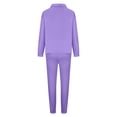 thumbnail image 5 of Hooded Athletic Tracksuit Jogging Suit Set Women Tracksuit 2 Piece Quarter Zip Sweatsuit Workout Plaid Jacquard Jogging Suit Set Long Sleeve Athletic Suit Sports Suit - Purple, 5 of 5