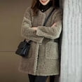 thumbnail image 6 of Olyvenn Faux Fur Coat for Women 2025 Winter Warm Open Front Jacket Cardigan Fashion Button Overcoat Casual Outerwear Gray M, 6 of 7