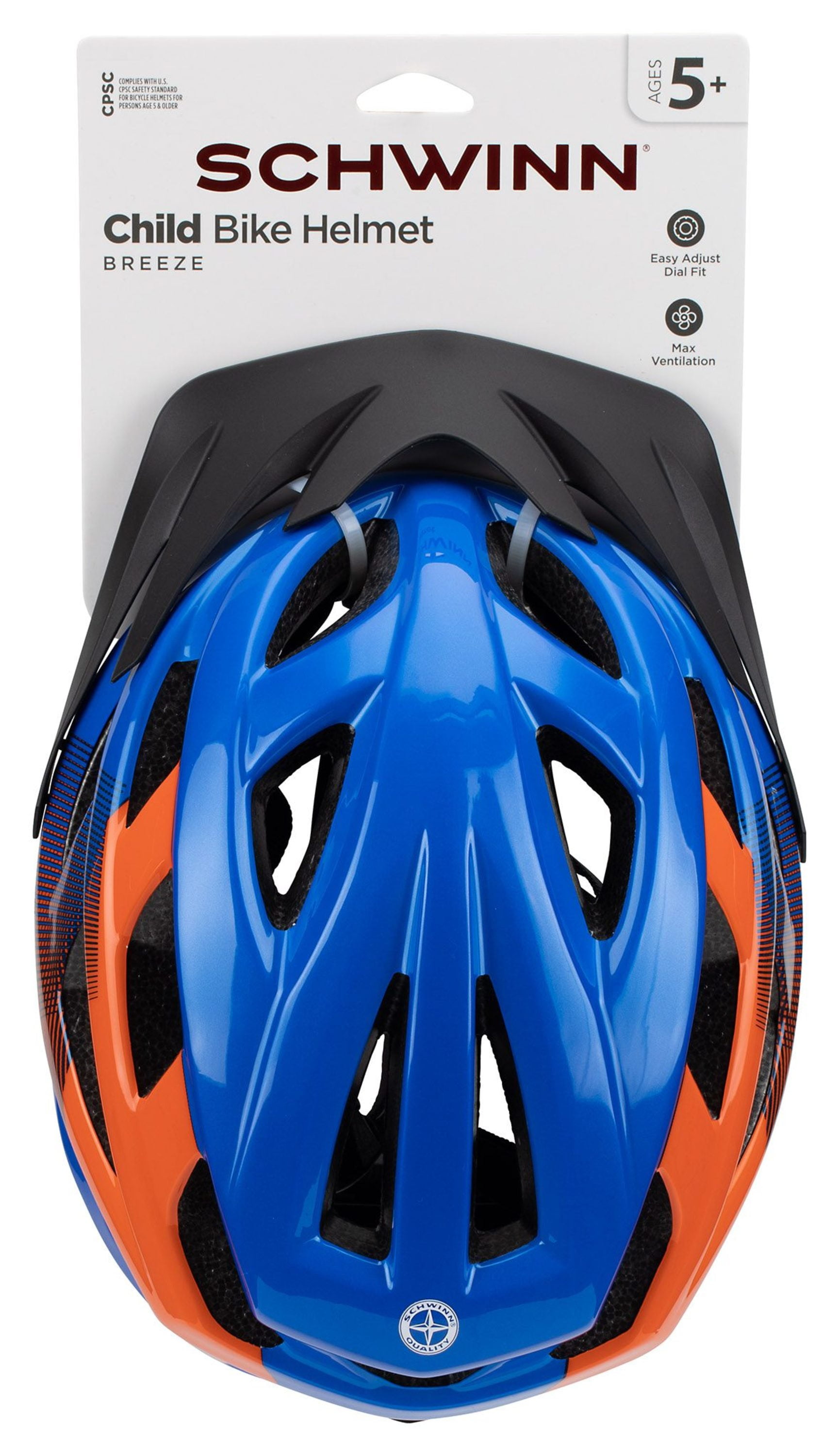 Schwinn Breeze Child Bicycle Helmet, ages 5 8, blue / orange