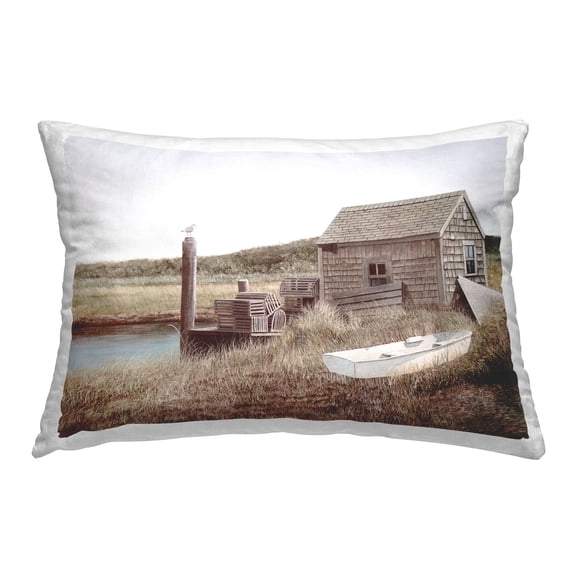 Stupell Industries Lake Cabin Shore Decorative Printed Throw Pillow, 14 x 20