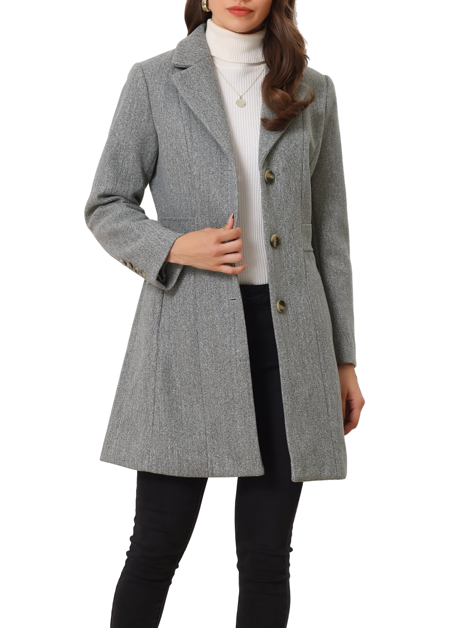 INSPIRE CHIC Women's Coats Elegant Single Breasted Notched Lapel