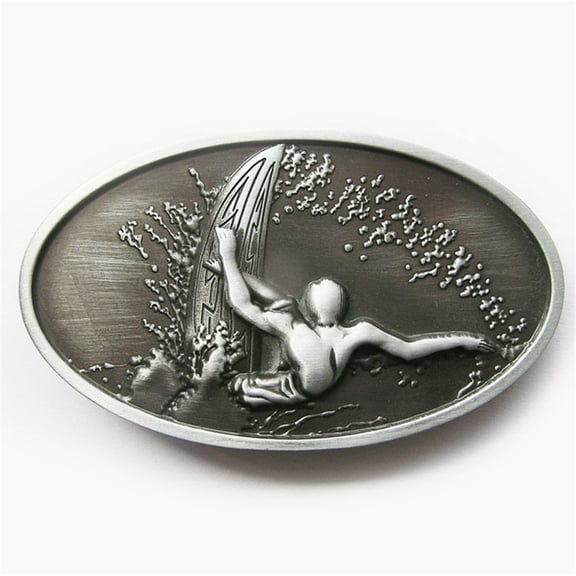 Vintage 3D Surfing Boy Sport Oval Belt Buckle Gurtelschnalle