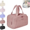 thumbnail image 1 of Elouva Toiletry Bag, Elouva Large Capacity Travel Cosmetic Bag, 4-in-1 Puffy Multi-Functional Toiletry Bags. Portable Waterproof Open Flat Organizer Bags, Can be Taken on Board (Pink), 1 of 8