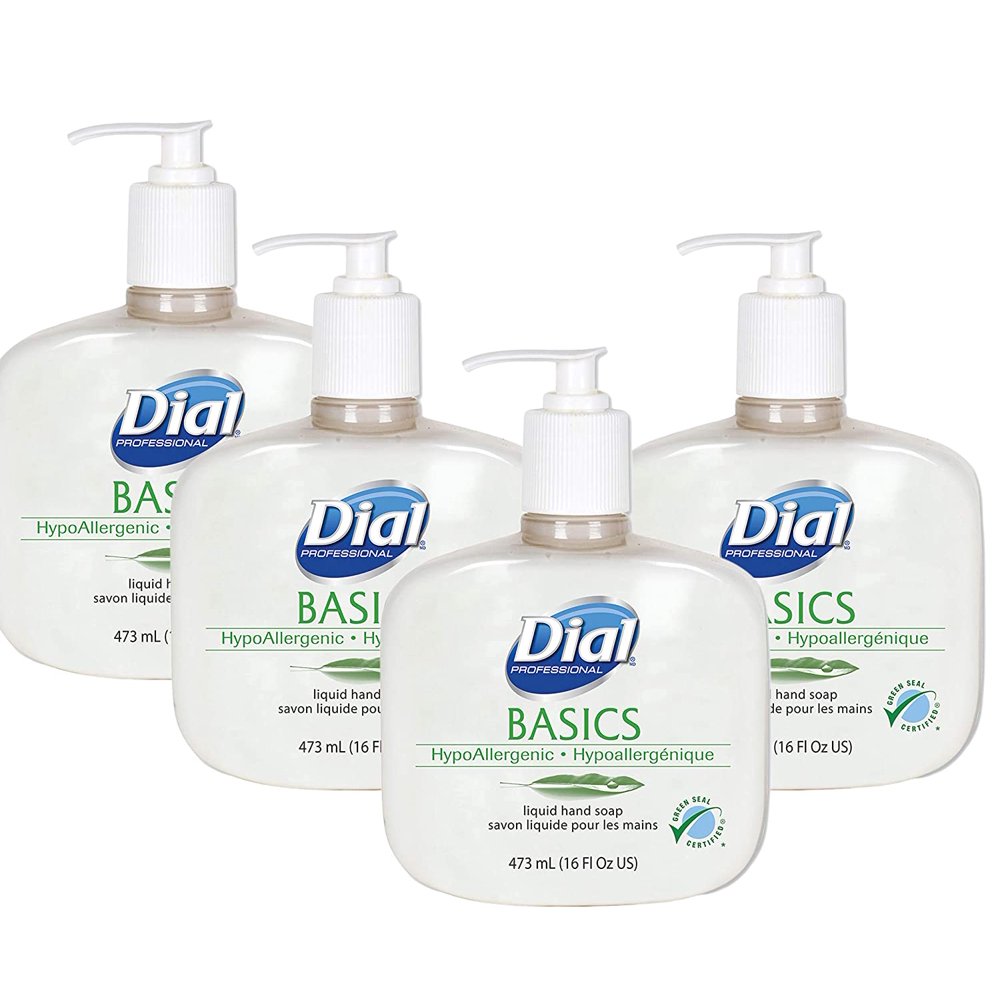 Dial Basics Hypoallergenic Liquid Hand Soap, 16 Ounces (Pack of 4