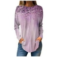 thumbnail image 1 of camisetas para mujer otoño casual camisas de manga larga sudadera retro impresión top pullover rosa caliente / xl, 1 of 5