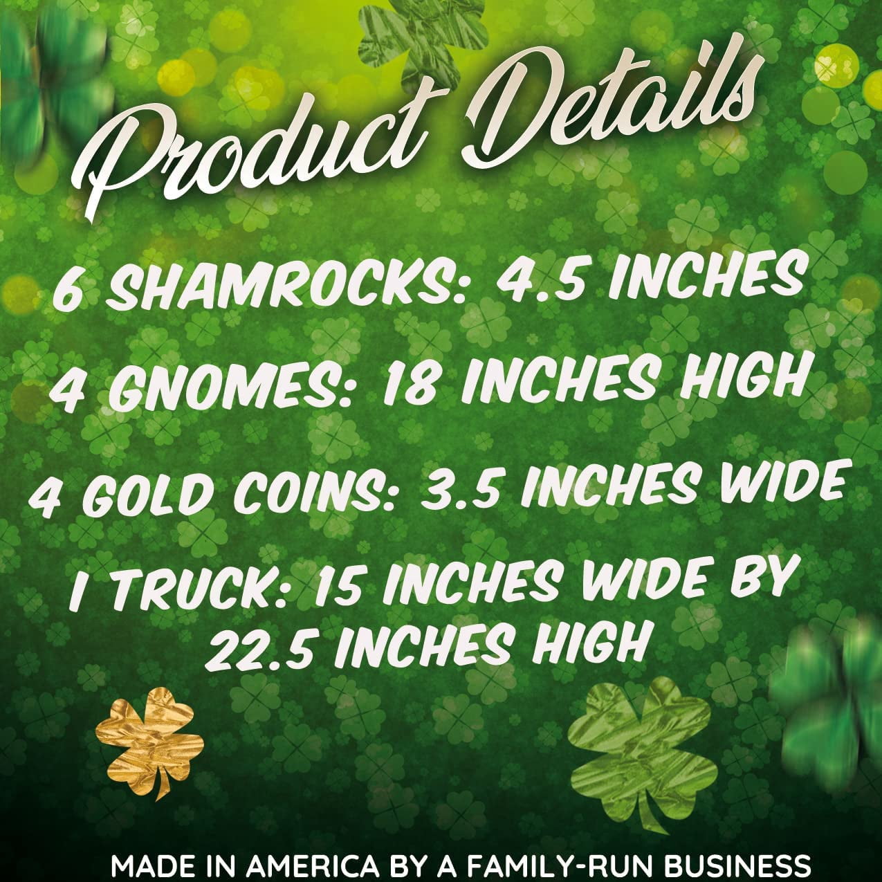 VictoryStore Jumbo St Patrick's Day Gnome Garage Display, St Patricks Magnet Decorations, 15 pieces, 20062