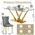 thumbnail image 6 of 63”Glass Dining Table Set for 6,Modern Rectangle Dining Table with 6 Contemporary Velvet Upholstered Dining Chair with Stainless Steel Leg for Kitchen,Dining Room,Office,Small Spaces,Gray, 6 of 7