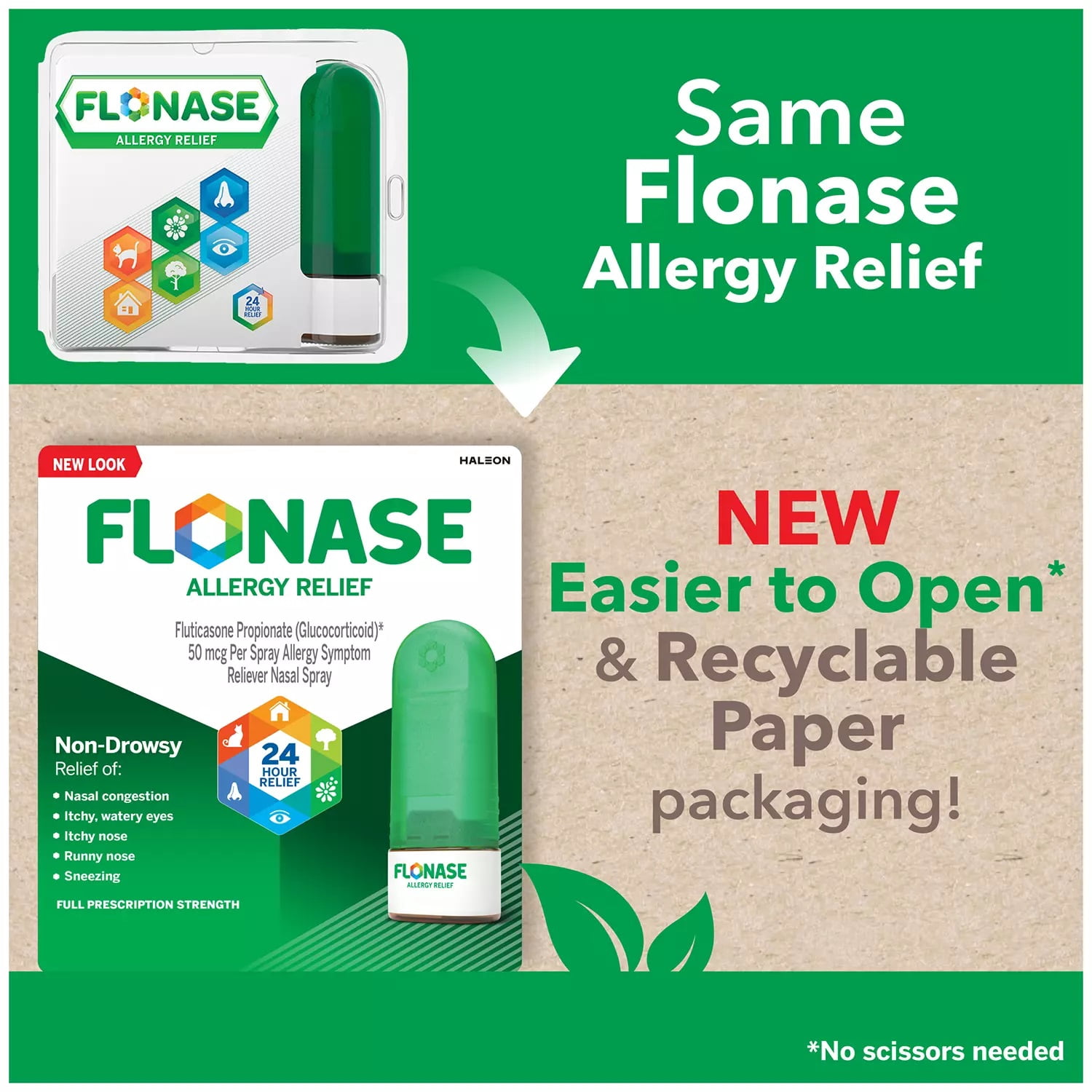 Flonase Allergy Relief Nasal Spray, 144 Sprays (Pack of 3)