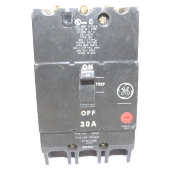 GE TEY330 30A 3P 277/480V 14KAIC BOLT-ON MOLDED CIRCUIT BREAKER