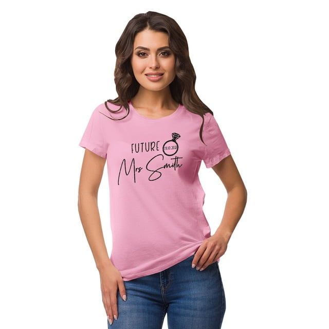 Inkdotpot T-Shirt Personnalisé pour Femmes Haut Future Mrs Annonce de Mariage T-Shirt-TG
