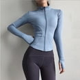 thumbnail image 2 of Chaqueta deportiva para mujer, abrigo de Yoga con cremallera, ropa de secado rápido, chaqueta deportiva, sudaderas con capucha para correr, ropa deportiva con agujero para el pulgar, Top de entrenamie, 2 of 5