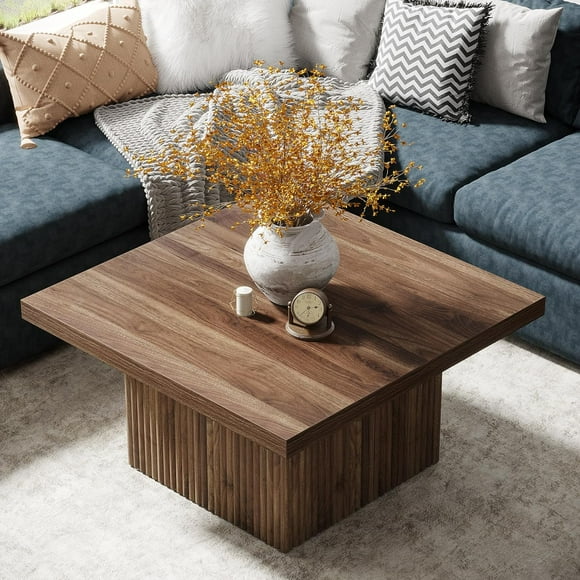 Tribesigns 31.5" Square Coffee Table, Mid-Century Cocktail Table Center Table for Living Room, Brown