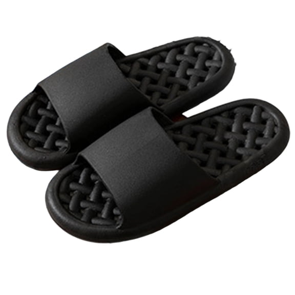 Black Shower Slippers For Women And Men Quick-Dry Bathroom Slippers With Hollow Hole Design Slip-Resistant Indoor Outdoor House Slippers Size 40