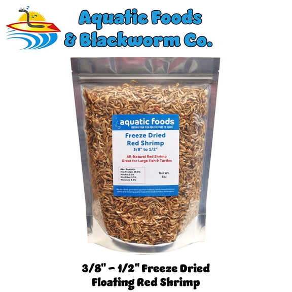 5oz. Red Shrimp 3/8" to 1/2" , Freeze Dried Red River Shrimp for All Tropicals, Marines, Corals, Anemones, Cichlids, Aquatic Turtles, Koi & Pond Fish. 5oz Bag