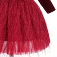 thumbnail image 6 of IDOPIP Toddler Kids Girls Shiny Velvet Dress Long Sleeve Fall Winter Christmas Dresses 120 Wine red, 6 of 7