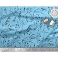thumbnail image 3 of Soimoi Blue Silk Fabric Blueberry Leaves Print Fabric by the Yard 44 Inch Wide, 3 of 3