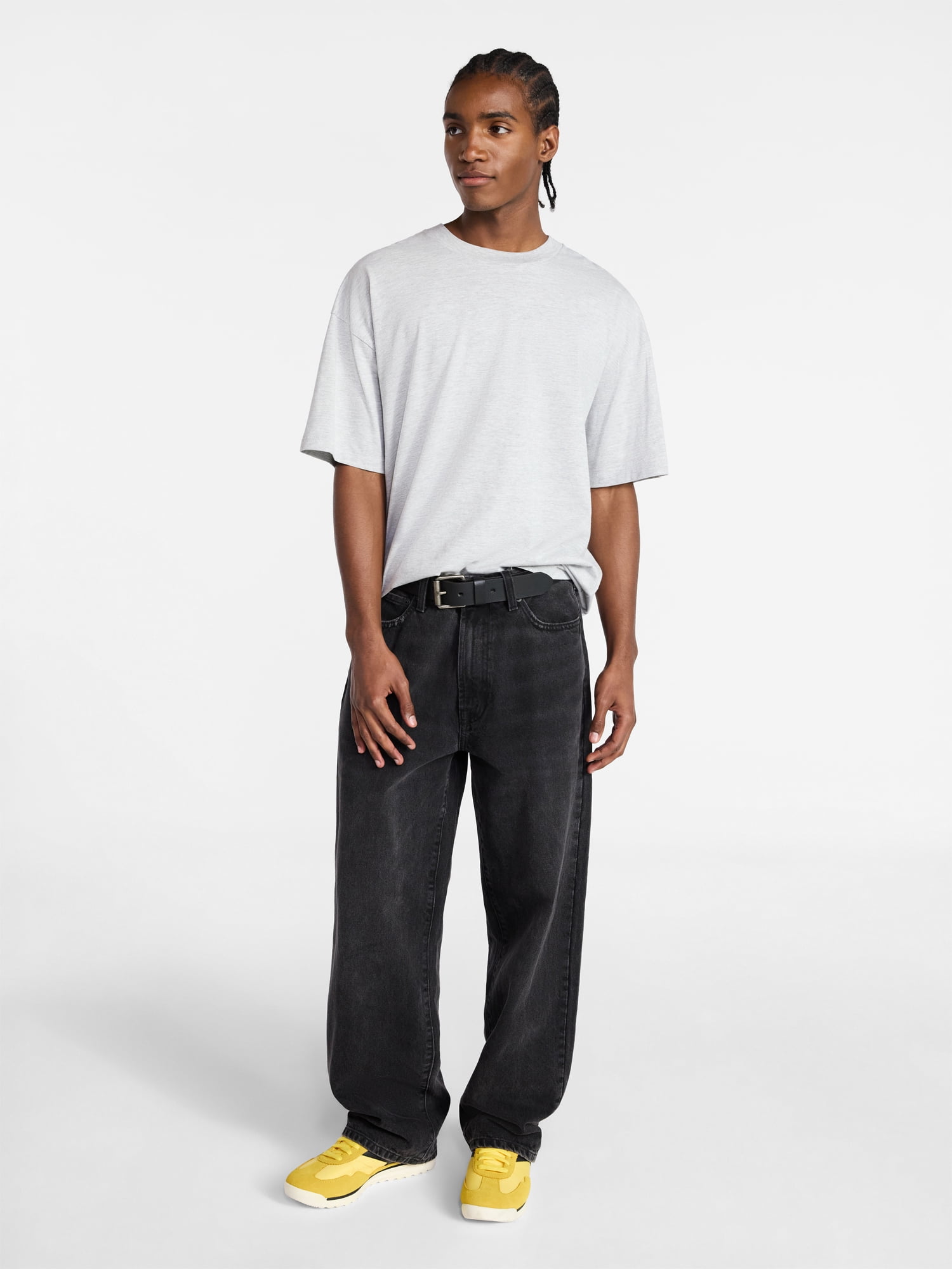 No Boundaries Men's Oversized Boxy Tee with Short Sleeves, XS-4XLT