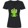 thumbnail image 3 of Inktastic Frog Prince, Green Frog, Frog With A Crown Women's V-Neck T-Shirt, 3 of 5