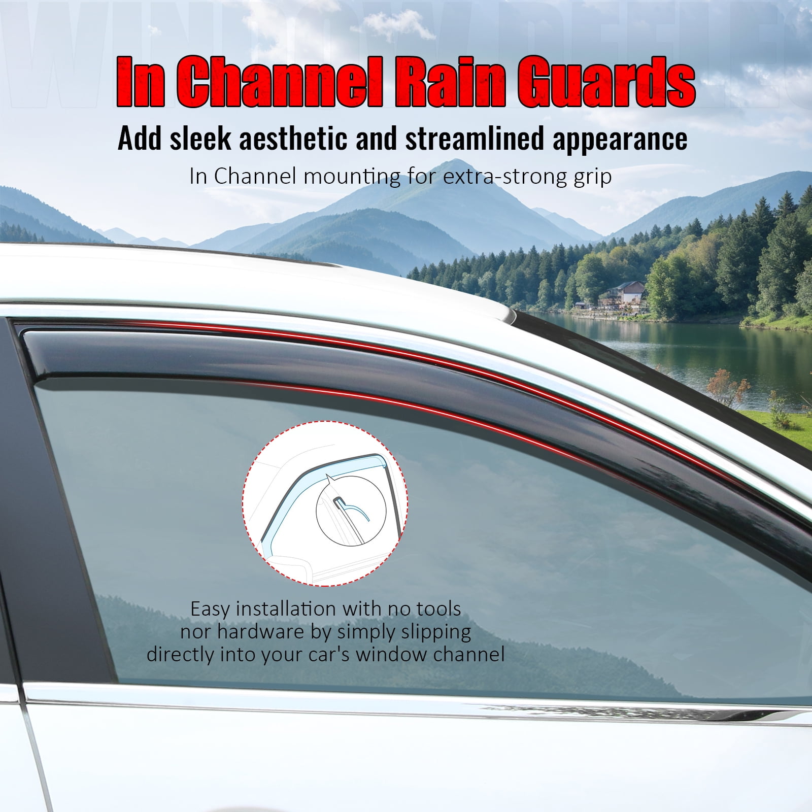 Ikon Motorsports In-Channel Window Visors Fits 2015-2024 Nissan Murano, Slim Style Side Door Rain Vent Guard Deflectors, Acrylic Smoke 4PCS