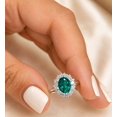thumbnail image 3 of vylahjewellery Green Oval Halo Engagement Ring for Women Round Cut Moissanite Ring with Sparkling Diamond Accents Elegant Wedding Promise Jewelry, 3 of 5