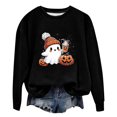 thumbnail image 4 of XAOFW Girls Halloween Sweatshirt Pumpkin Ghost Print Long Sleeve Crewneck Sweatshirts Autumn Winter Cozy Graphic Pullover For Toddler Kids Comfortable Tops 7-8 Years, 4 of 4