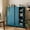 Peacock Blue, variant on White 37" H Sliding Door Storage Cabinet, Half Open Half Closed Design, 3-Tier Kitchen Organizer with Adjustable Shelves, 150 lbs Top, Metal Coffee Bar & Buffet Sideboard for Dining Room